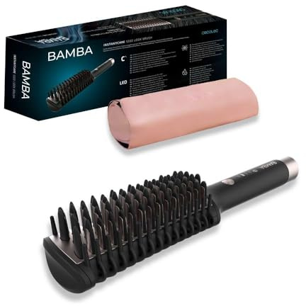Cecotec Reise-Glättbürste Bamba InstantCare 800 Travel Brush. 26 W, Turmalin-Keramikbeschichtung, 190º, LED-Anzeige (1200 Look Brush)