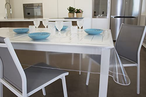 GEMITEX Silberne glitzernde, transparente Tischdecke, gewachst, hergestellt in Italien, wasserdicht, schmutzabweisend, praktisch, langlebig, desinfizierbar, Möbel, schützt und beeindruckt Ihren Tisch