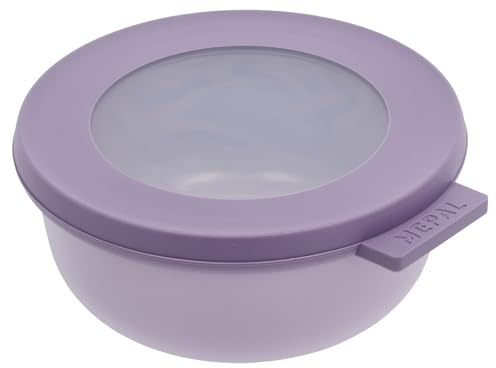 Mepal - Multi Bowl Cirqula Round - Contenitori Plastica con Coperchio - Adatto come contenitore ermetico per Frigo, microonde, Congelatore e piatti da portata - Ciotole Cucina - 350 ml - Vivid lilac