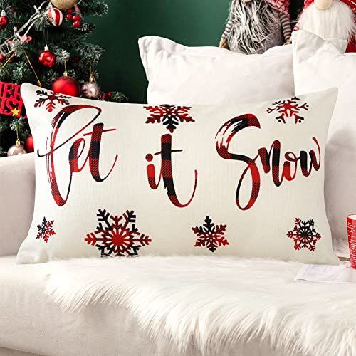 JOTOM Christmas Cushion Covers 30x50 cm Christmas Pillow Covers Winter Merry Christmas Decorative Lumbar Throw Pillow Covers Xmas Tree Pillowcases for Home Sofa Bed Couch Holiday Decor
