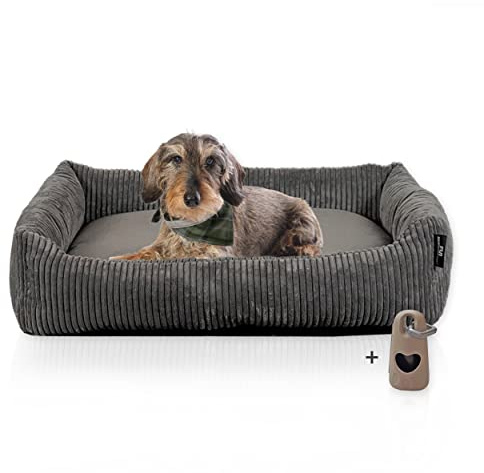 Rohrschneider Hundebett 70×50 cm waschbar für kleine & mittelgr. Hunde grau