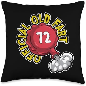 72nd Birthday Official Old Fart Funny Red Whopee Cushion Throw Pillow