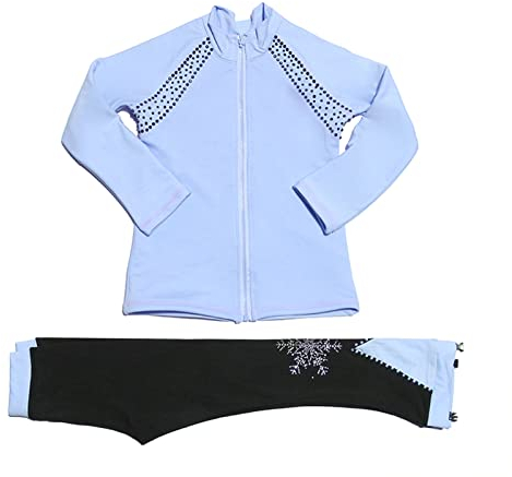 Eislaufhose Set Mädchen Eislauf Outfit Anzug Hergestellt aus hochwertigem Stoff, der passt und Sich for Bewegungsfreiheit dehnt (Color : Blue, Size : C(XS))