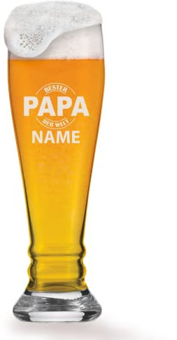 GRAVURMACHER® Verre à bière de blé avec gravure – Schott ZWIESEL – Bavaria 0,5 l – Pour le meilleur papa du monde – Cadeau pour la fête des pères – Cadeau d'anniversaire pour homme (motif fête des