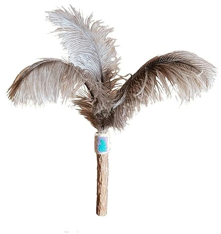 Barfeli Matatabi Katzenstab mit Straußenfedern | 100% Naturprodukt, Extra dickes Matatabi Holz, Katzen Zahnbürste, Katzenspielzeug, Katzenminze