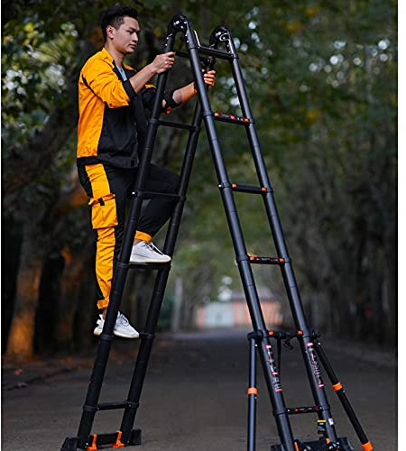 Scala a pioli in alluminio per impalcatura estensibile con piattaforma multiuso, scala a pioli pieghevole in alluminio per impieghi gravosi Piattaforma estensibile multiuso - 330 l