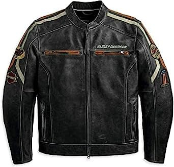 FAMFALCON Men’s Harley-D Biker Leather Jacket | Motorcycle Leather Jacket for Men