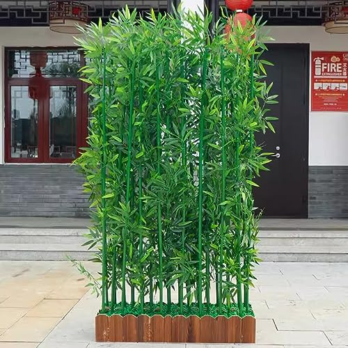 KAYEF Hohe dünne künstliche Bambuspflanzen für den Innenbereich, Heimdekoration, künstliche Pflanze mit stabilem Holztopf, realistischer gefälschter Topf für Wohnzimmer, Treppen, Foyer (Größe: 60