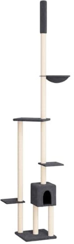 vidaXL Kratzbaum Deckenhoch Dunkelgrau 258,5-284,5cm Katzenbaum Kletterbaum
