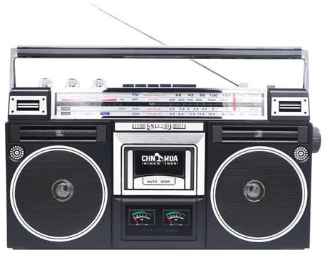 Class Retro Cassette Radio Bluetooth USB TF Stereo Getto Blaster Player - Black