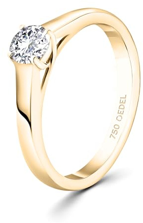 EDELIND Diamant Verlobungsring Damen Gold 750 - Diamantring 0.4 Ct GIA-zertifiziert aus Gelbgold - Ringgröße 56 (17.8) - mit Schmuck Geschenkbox - Symbol der Liebe