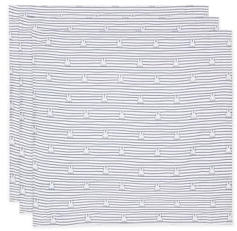 Jollein muslinduk baby – Miffy Stripe, marinblå – 3-pack – 70 x 70 cm – 100% bomull – Oeko-TEX certifierad – babyspottduk – blå med ränder