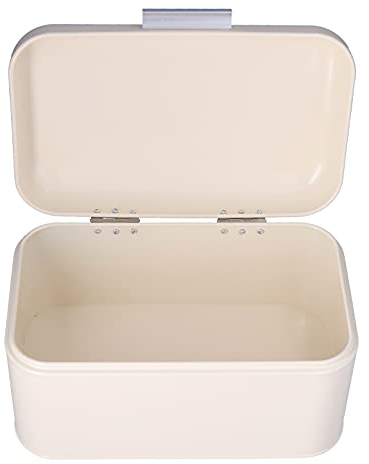 Qcwwy Boîte à pain rétro en métal blanc laiteux de grande capacité pour le rangement de la cuisine