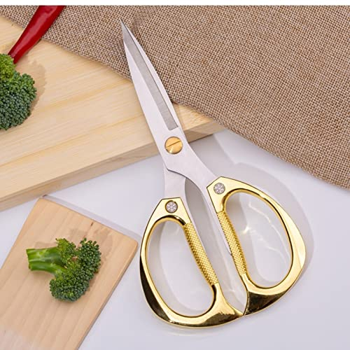 Tijeras de cocina para aves de corral, 1 pieza, acero inoxidable resistente, multifunción, para carne, cocina, cuchillo de chef, tijeras afiladas para el hogar y exteriores (A Gold)