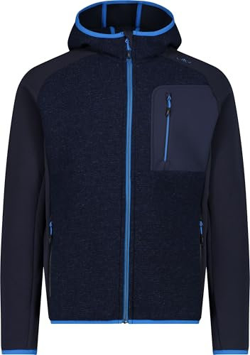CMP Herren Giacca Da Uomo In Wooltech Con Cappuccio Fisso Jacke, Schwarz Blau, 52 EU