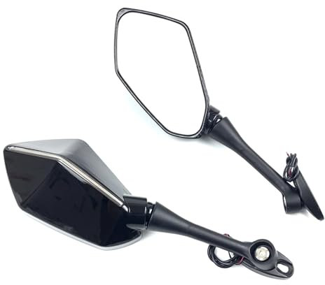 Lenkerendenspiegel Motorrad 1 Paar Motorrad Rückspiegel Blinker Seite Spiegel Schwarz Carbon Für CBR600RR 2003-2019 Für CBR 1000RR 2004-2007 Chopper Spiegel(Black)