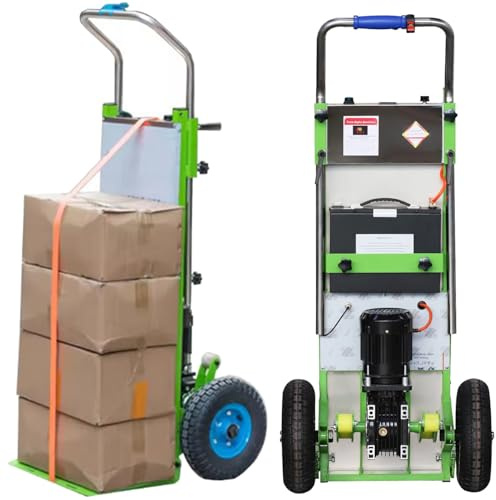Qiang Carrello Saliscale Elettrico,Carrello a Mano Salva-Lavoro Pieghevole su E Giù per Le Scale Carico 400kg,con Motore Brushless 1500W/48V/20Ah,velocità Regolabile con Maniglia Telescopica