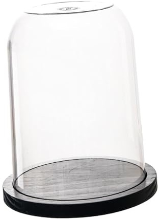 XLWLLNJ Espositore a Campana Trasparente con Base in Legno, Coperchio Decorativo per Candele, Giocattoli, Fiori, Candele, Mini Statue, 26x31 Cm