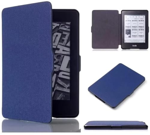 MOKASE Fodral Compatible with 6 Kindle Paperwhite Passar 2012, 2013, 2015, 2016 Versionen, ModellNummer: EY21/DP75SDI, Syntetiskt Läder Hårt Fall Skyddsfodral med Smart Vakna/Sömn Funktion, Darkblue