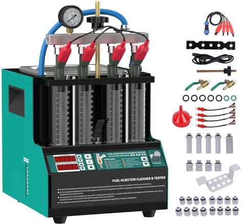 PARAOUTIL V308 Ultraschall Injektor Reiniger & Tester 45°C Heizfunktion, 4-Zylinder Benzin Einspritzdüsen Prüfgerät 11 Testmodi verbessert Sprühbild & senkt Kraftstoffverbrauch (FCM-4C)