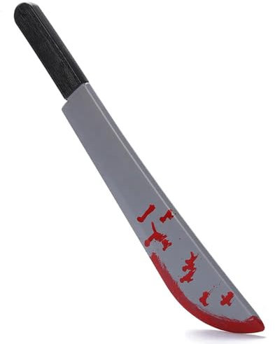 Halloween Scary Prank Props, Realistic Bloody Knives Machete Cleaver & Pitchfork Party Supplies Tricksters Horror Prank Toy Fancy Dress Up Costume Party Accessory, Long Shredder Machete