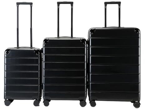 BMDOZRL Koffer Set Gepäckset DREI Größen Leiser Universal-Rolltrolley Bordkoffer Passwortkoffer Reisekoffer(Black,20in+24in+28in)