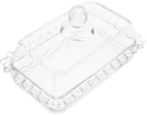 Cabilock Mantequera De Vidrio Transparente Con Cúpula Para Conservar Mantequilla La Cocina Bandeja Para Almacenar Mantequilla De Estilo Occidental Recipientes Para Guardar
