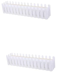 VILLCASE 2pcs Rectangle Wooden Picket Fence Flower Pot Window Box Foam Insert for Artificial Plants for Home Decor and Balcony Gardening