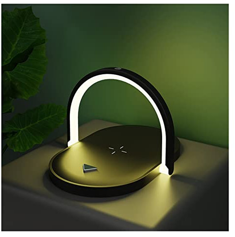 Cargador Inalambrico, Cargadores inalámbricos rápidos de 15 W for Soporte de Cargador de inducción de teléfono con lámpara de Escritorio iluminada por la Noche(Nero)
