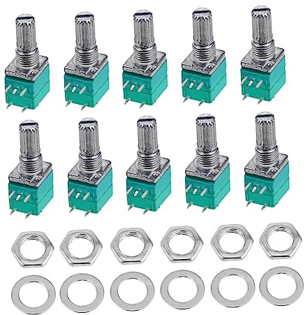 Homoyoyo 5k Potentiometer Mit 5-pin Audio Achse Single Turn Metallfilm Drehwiderstand 15mm Rändelschaft Langlebig Für Audiogeräte Und Verstärkersteuerung 10 Stück