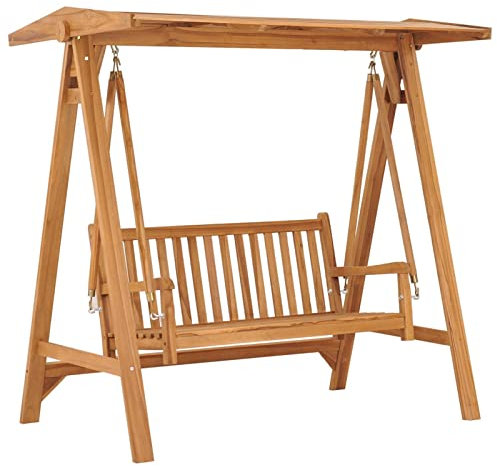 Gecheer Hollywoodschaukel 174 cm Massivholz Teak Balkon Garten Terrasse
