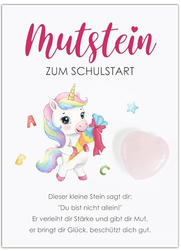 BOFUNX Mutstein Einschulungsgeschenk Schulkind Geschenk, Mutstein + Karte + Organzasäckchen, Schulanfang Schulstart Geschenk Schultüte Geschenk Schultüte Füllung