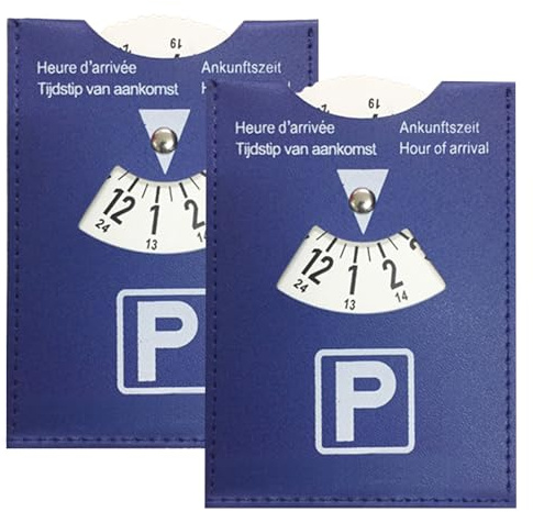 HAPPOW 2 dischi di parcheggio, Parking Disc in pelle PU, 11 x 15 cm, parcheggio auto, biglietto di parcheggio reversibile, display ad alta risoluzione, durevole, universale per auto e moto (blu)