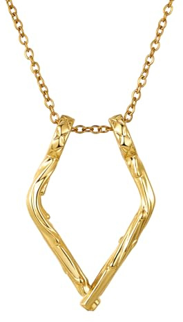 OIDEA Damen Halskette mit geometrischem Dreieck: Silber Gold Dreieck Anhänger Ringhalter aus Edelstahl elegant Schmuck Geschenk für Frauen Freundin Mädchen