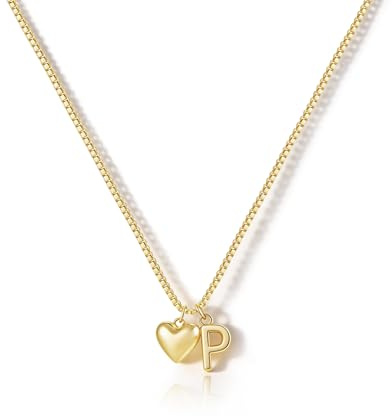 HANLI Collana Personalizzata Con Nome Cuore Iniziale P Donna Oro Placcato 14K Anallergici Leggeri Trendy Gioielli di Moda per le Donne
