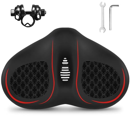 AEYINO Selle de vélo surdimensionnée pour homme et femme, plus large avec rembourrage en mousse souple, selle de vélo ergonomique sans nœud pour VTT, vélo de ville, vélo de route et vélo d'appartement