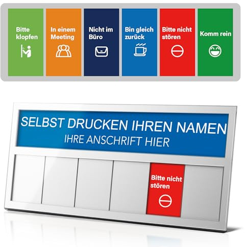 Namensschild & Türschilder Büro Bitte Nicht Stören, 6 Optionen Türschilder Schiebeschild In Einem Meeting,Nicht Im Büro,Komm Rein mit Symbolen,Bin Gleich Zurück,Bitte Klopfen, Kleben oder Aufstellen