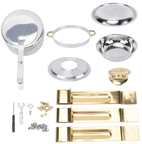 NOENNULL Buffet Chafing Dish 4.5L Gold Metal Round Chafing Dish Stainless Steel Buffet Server Warmer for Restaurant Hotel Party Wedding
