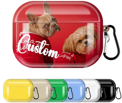 Schutzhülle für Airpods Pro 3. / 3. Generation, mit Karabiner, Schlüsselanhänger, personalisiertes Bild, Logo, Name, Text, Premium-Druck, für iPod Pro3 Gen 2025, glänzende Hülle