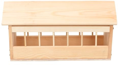 HOODANCOS Automatischer Futtertrog aus Robustem Holz für Tauben mit Großem Fassungsvermögen Öffnungsfähigem Dach zur Einfachen Nachfüllung Langlebig Dickem Kiefernholz für Geflügel und