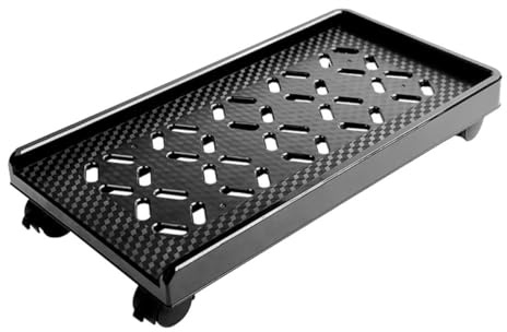 SECFOU Soporte para CPU Móvil con Ruedas y Freno, Rack de Host de Computadora de Plástico Negro con Tres Lados Abiertos, Base Elevadora para Torre de Pc, Carrito Portátil para Oficina