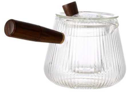 SHINEOFI Teiera in Vetro Infusore Integrato per Tè Sfuso, Design Semplice e Classico, Materiale Vetro e Legno, Uso Pratico per Tè Fiorito e Acque Aromatizzate