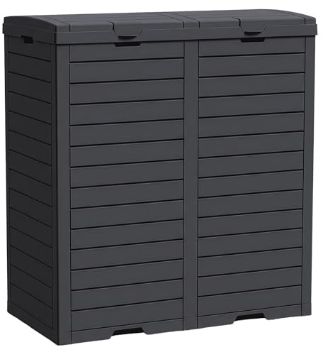 KARAT Cache-poubelles, robuste, résistant aux intempéries, pour jardin et terrasse, avec fermeture à couvercle et support de sac poubelle, anthracite, 77 x 41 x 86 cm (230 l)