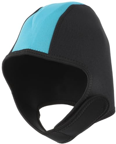 Toddmomy Bonnet de Piscine Imperméable en Néoprène Noir pour Camping, Couvre-Queue de Cheval et Protège Oreilles, Bonnet de Plongée Chaud pour Natation en Extérieur