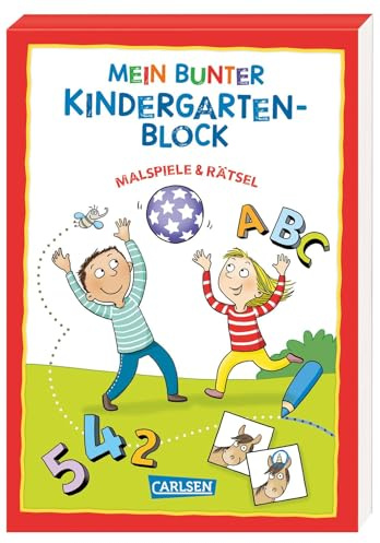 Rätseln für Kita-Kinder: Mein bunter Kindergarten-Block: Malspiele und Rätsel