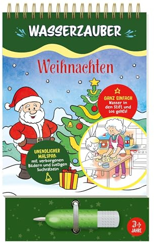 Weihnachten Wasserzauber Malbuch: Wassermalbuch für Kinder ab 3 I Mit Wassertankstift