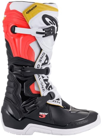 Alpinestars Motocross-Stiefel Tech 3 Schwarz/Weiß/Rot/Gelb Fluo