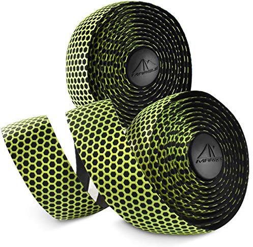 MARQUE Fahrrad-Lenkerband mit Wabenmuster, Rennrad-Lenkerband, 2 Stück pro Set, Gelb