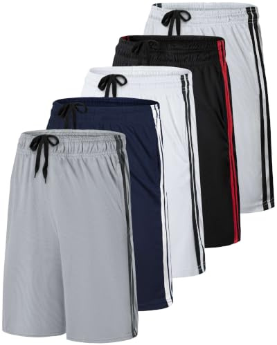 5 Pack Men's Mesh Shorts 9 Long Athletic Running Workout Gym Basketball