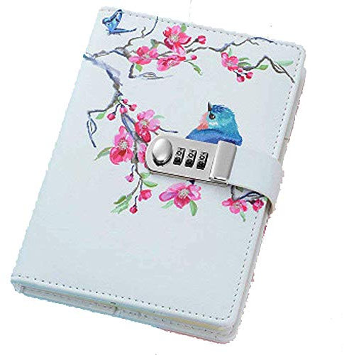 Quaderno,Diario di Viaggio in Pelle,Segreto Taccuino Sketchbook con Password,A5 ,NPN112, Bird